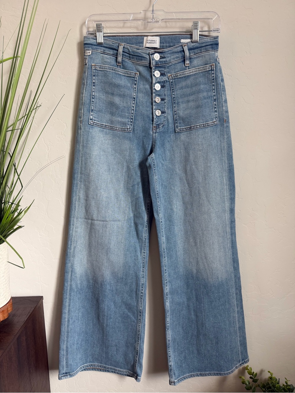 Citizens of Humanity Lyra Wide Leg Jeans Button Fly Size 26